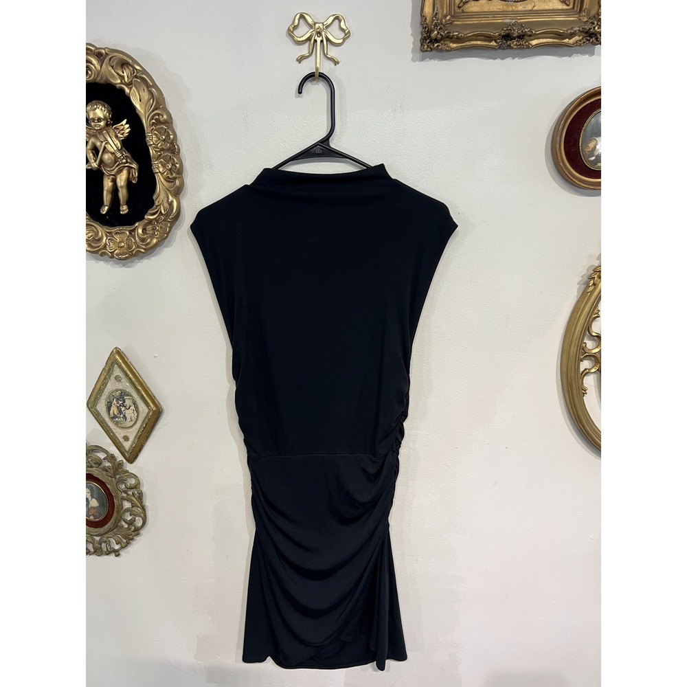Wilfred Dress Womens S Black Ruched Mock Neck Sleeveless Bodycon Mini Aritzia